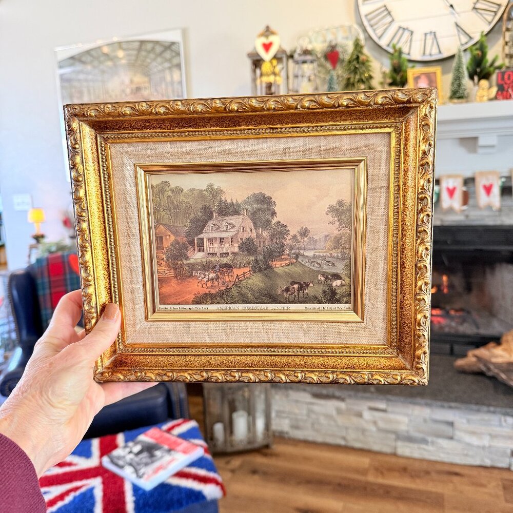 SOLD 1960's Currier & Ives "American Homestead Summer" Framed Lithograph - Picture 9 of 11